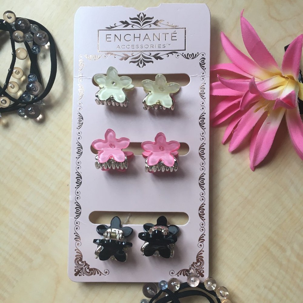 Silver Flower Clips with Assorted Colors